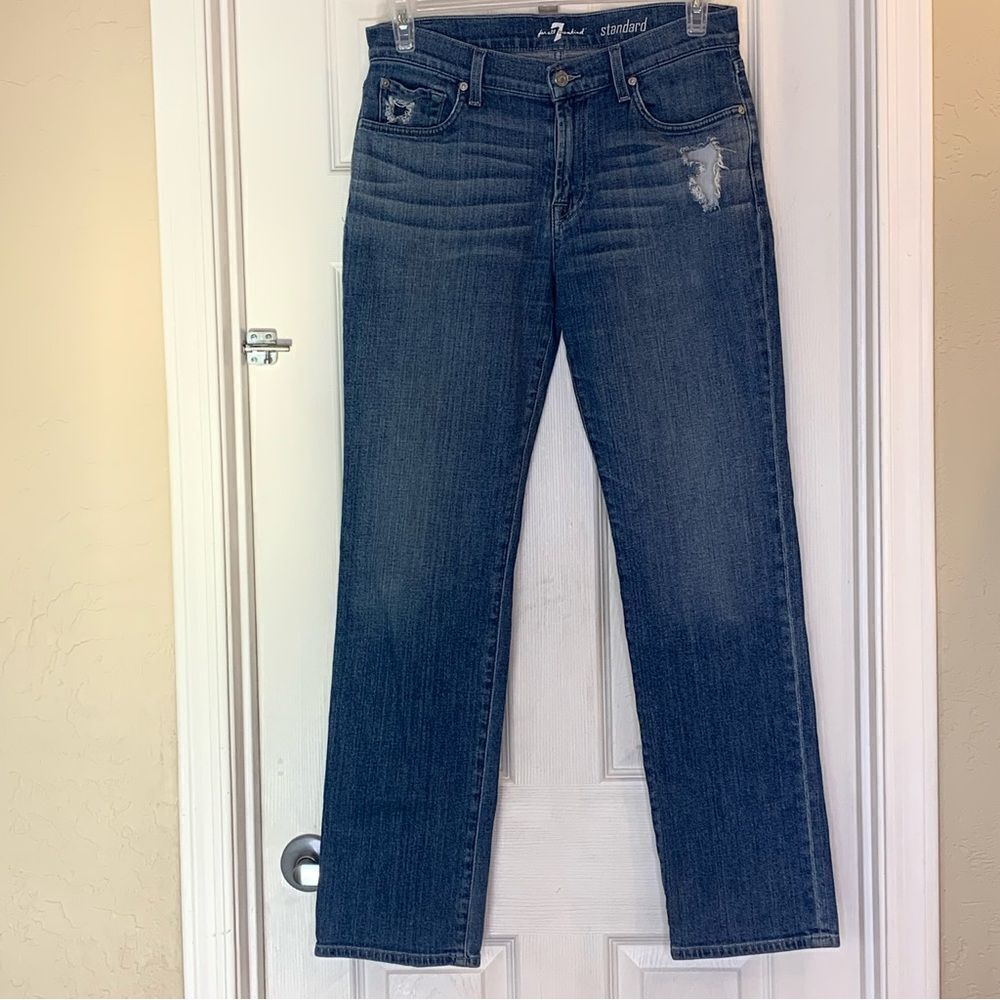 7 For All Mankind Standard Distressed Blue Jeans Size 20